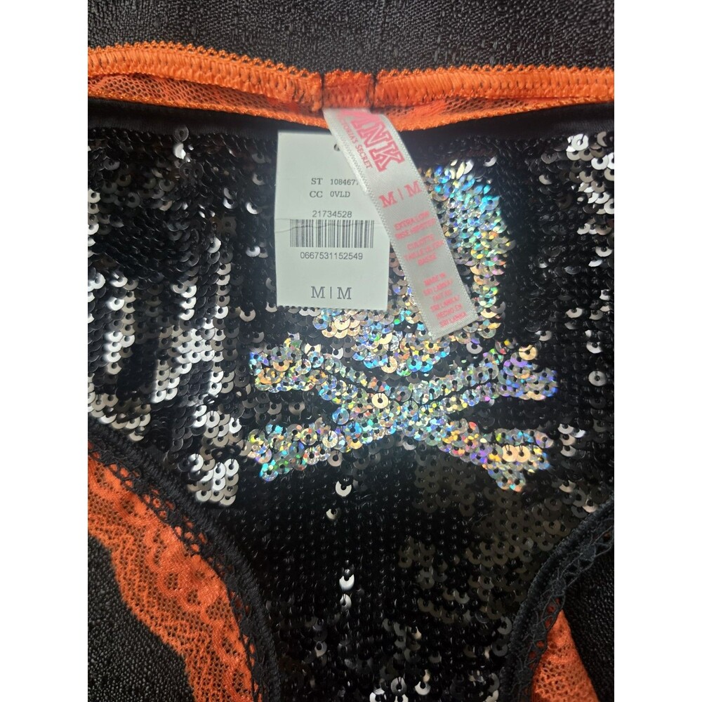 VTG Y2K Victorias Secret Pink Low Rise Hipster Halloween Sequin Skull Panty RARE - Picture 6 of 7